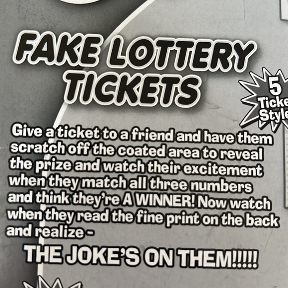 Fake Lottery Ticket Scratch Tickets (5 Tickets) Prank Gag Winning Tickets - Picture 5 of 16